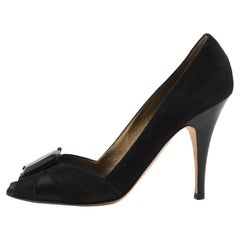 Giuseppe Zanotti Schwarze Peep Toe Pumps aus Wildleder und Satin Größe 39