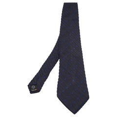 Valentino Navy Blue Silk Jacquard Tie
