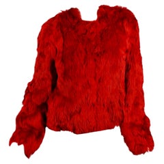Versace Veste en fourrure d'alpaga rouge NWT