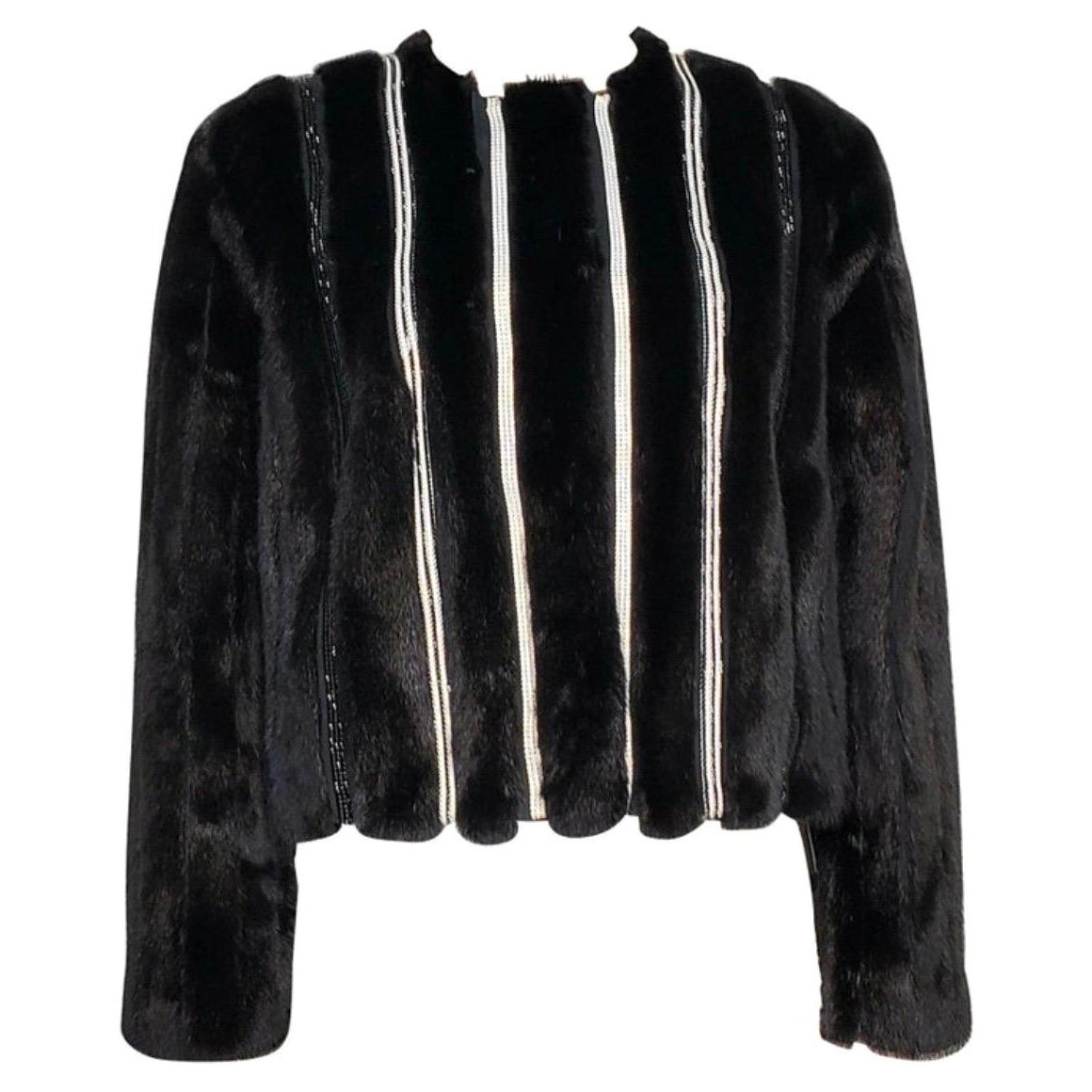 Versace Cryslal, giacca in pelliccia di visone nera impreziosita NWT