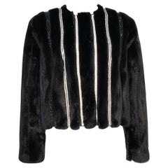 Versace Cryslal Embellished Black Mink Fur Jacket Coat NWT