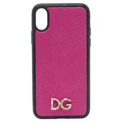 Dolce & Gabbana Pink/Black Leather iPhone X Cover
