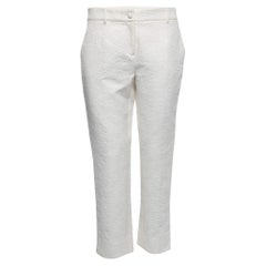 Dolce & Gabbana White Floral Jacquard Tapered Trousers M