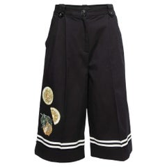 Dolce & Gabbana Black Cotton Embellished Embroidered Culottes M
