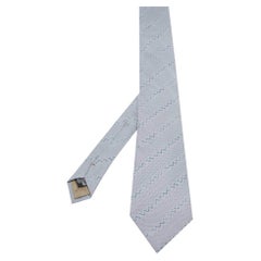 Giorgio Armani Blue Zig Zag Pattern Jacquard Silk Tie