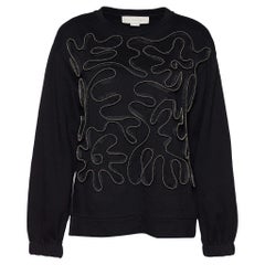 Stella McCartney Schwarzes Sweatshirt aus Baumwollstrick mit Reißverschluss und Schnörkeln XS