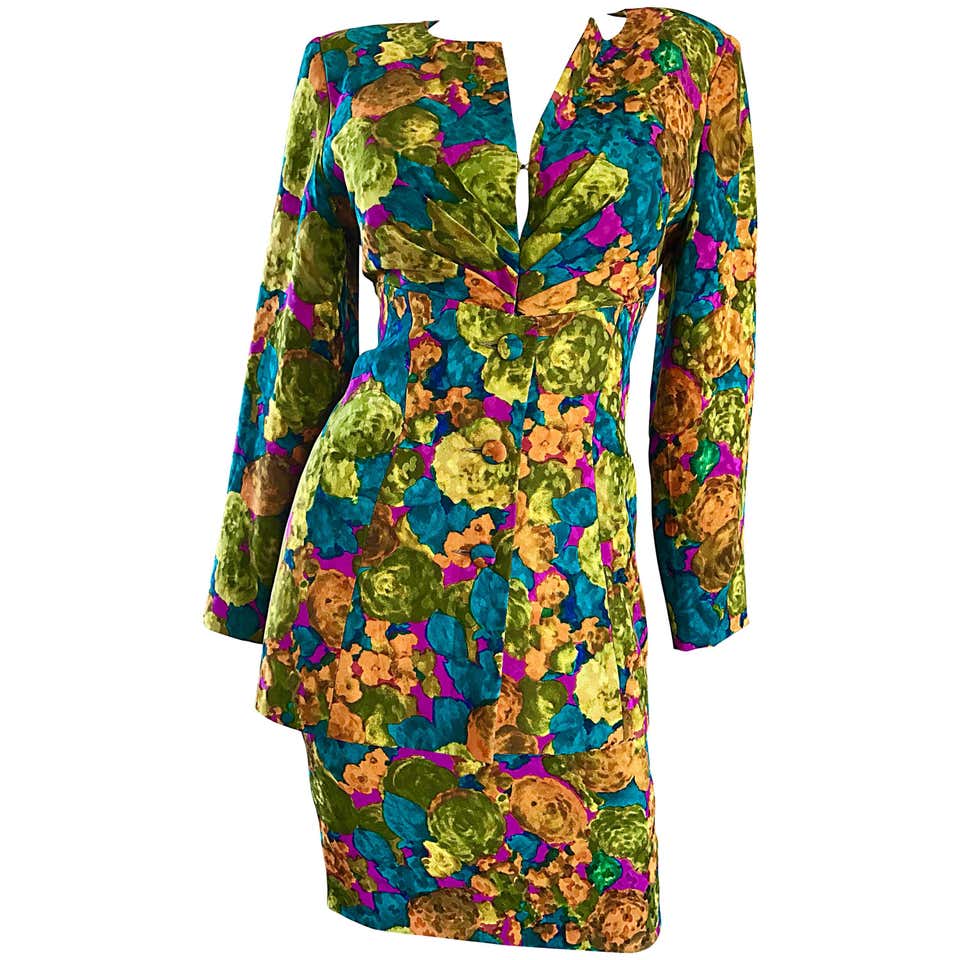 Vintage Vicky Tiel Couture Beautiful Silk Watercolor Skirt and Jacket ...