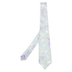 Prada Blue Floral Printed Silk Tie