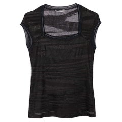Missoni Sport Schwarzes gestricktes ärmelloses T-Shirt aus gemustertem Strick M