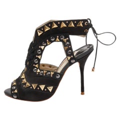 Sophia Webster Sandalias Riko de ante negro con tachuelas talla 36