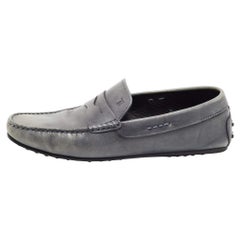 Tod's Grau Leder Penny Loafers Größe 42