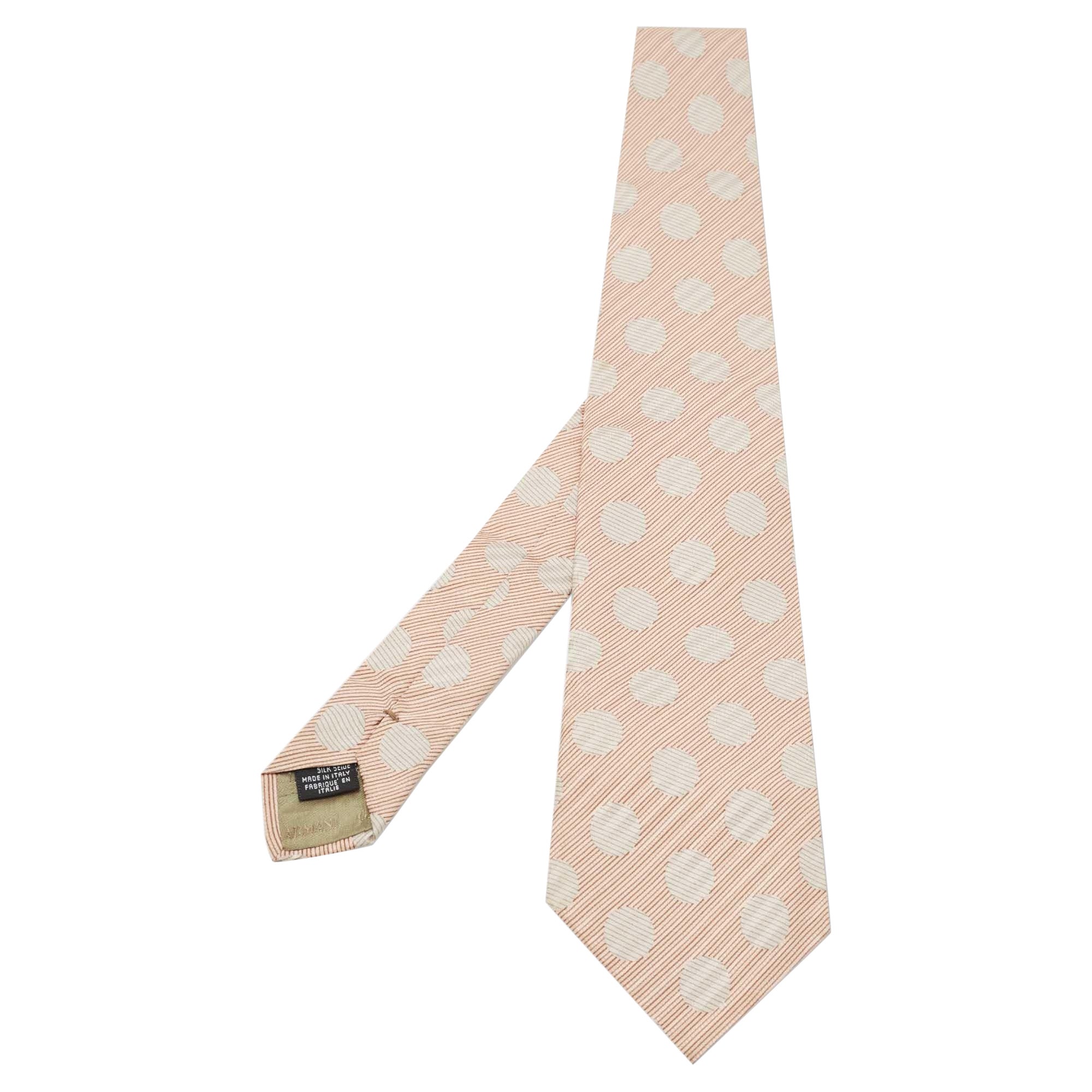 Giorgio Armani Vintage Pale Pink Polka Dot Silk Tie