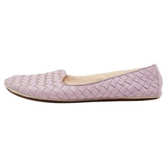Bottega Veneta Pantofole da Smoking in Pelle Intrecciata Lilla Taglia 36.5