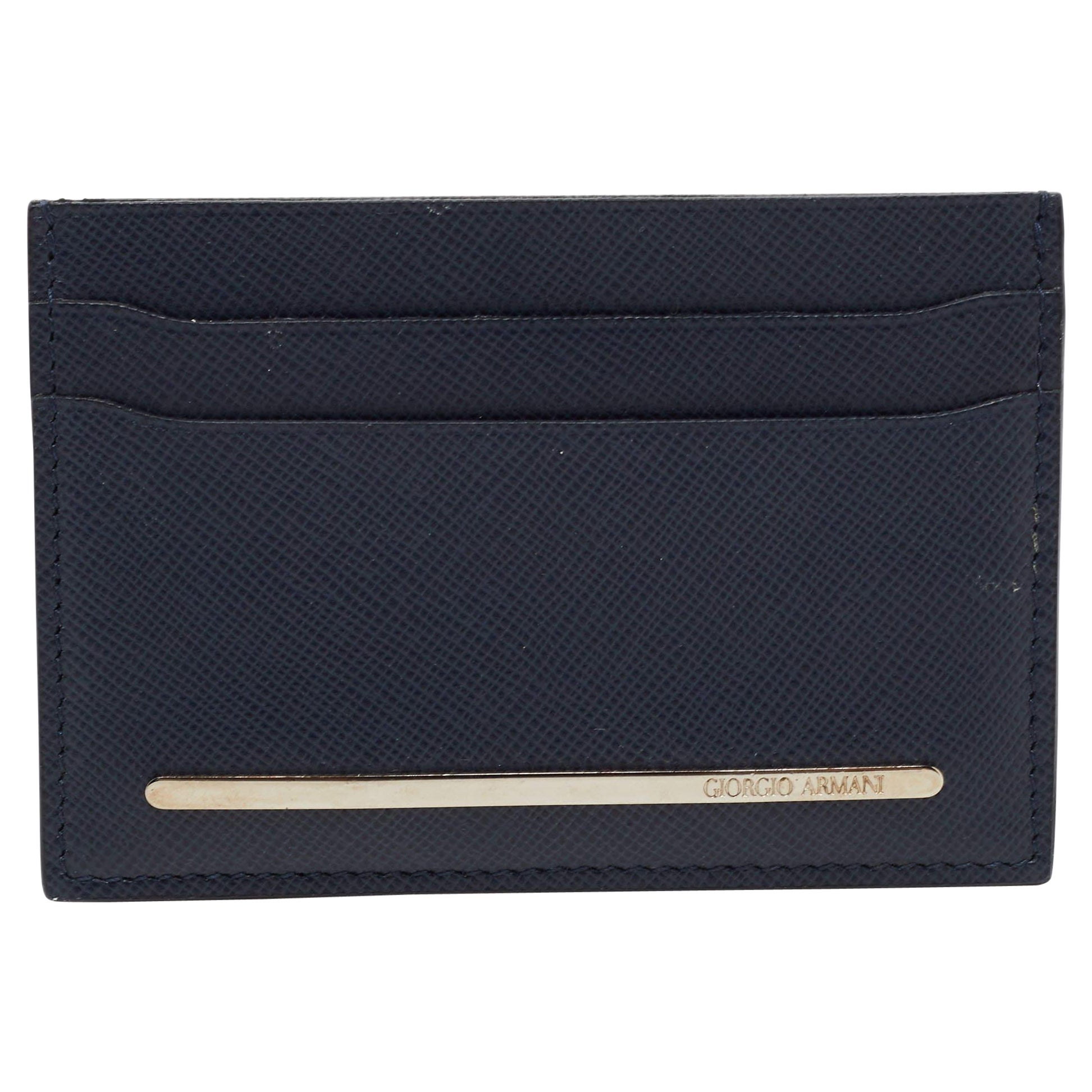 Tarjetero de piel azul marino Giorgio Armani