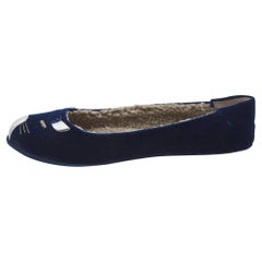 Marc by Marc Jacobs Bailarinas de terciopelo y piel de gato azul marino talla 36,5