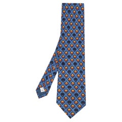 Givenchy Blue Floral Print Silk Tie