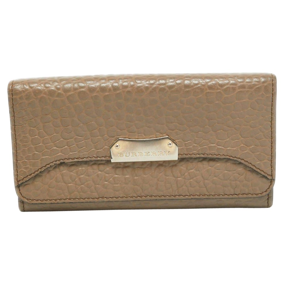 Burberry Beige Leather Flap Continental Wallet For Sale