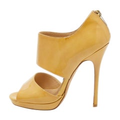 Jimmy Choo Beige Patent Leather &lsquo;Private&rsquo; Sandals Size 37