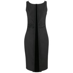 GUCCI A/W 2004 TOM FORD Black Sleeveless Velvet Detail Sheath Dress