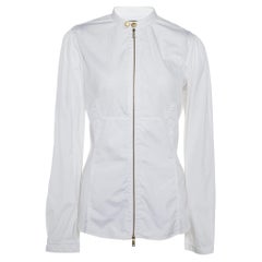 Dsquared2  White Cotton Zip Front Shirt L