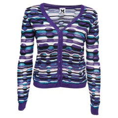 M Missoni Cardigan à boutons en tricot rayé violet S