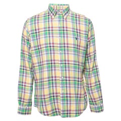 Ralph Lauren Camisa de cuadros multicolor de algodón con botones delante L