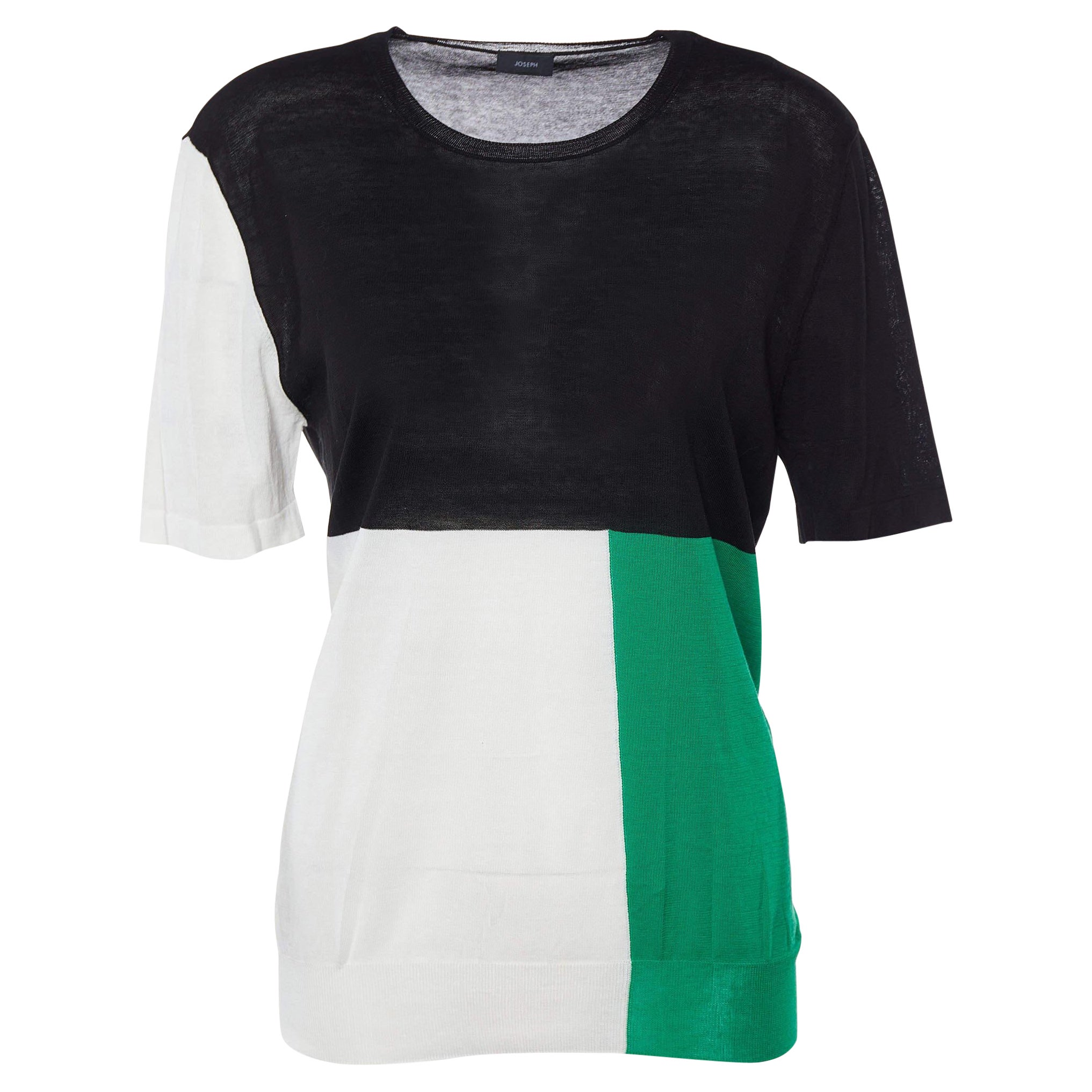 Pull léger Joseph en tricot de coton à blocs de couleurs XL en vente