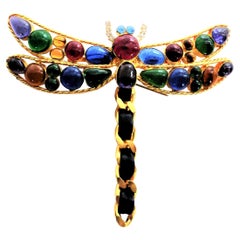Vintage Great Chanel dragonfly brooch from Gripoix 70 / 80's gold-plated