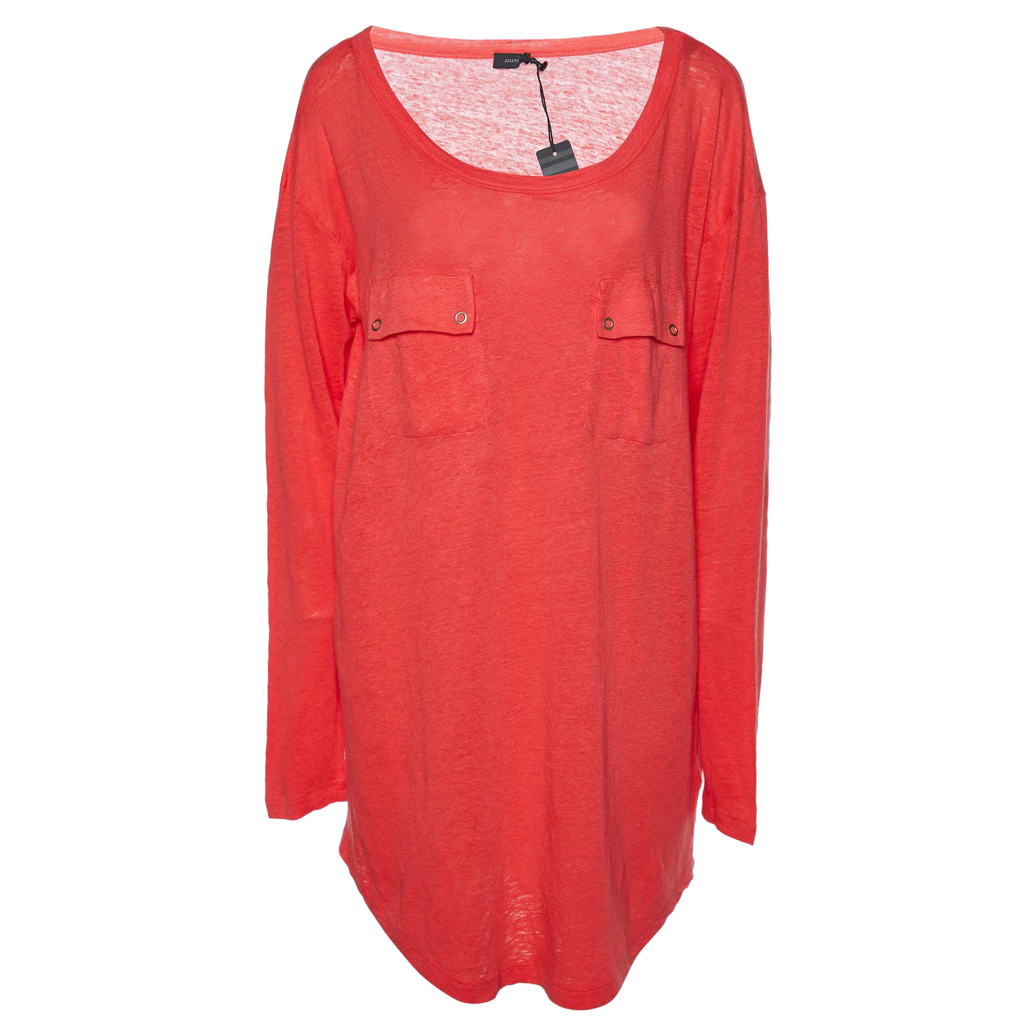 Joseph Pink Linen Knit Pocket Detail Tunic L