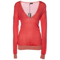 Joseph Jersey de punto de cachemira rosa con detalle de lúrex y cuello en V L