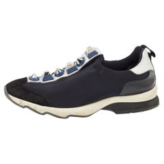Fendi Black Neoprene and Leather Studded Slip On Sneakers Size 40