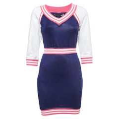 Love Moschino Blue Jersey Contrast Rib Trim Mini Dress S