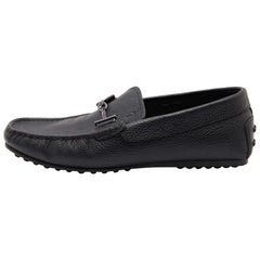 Tod's Schwarz Leder Double T Slip On Loafers Größe 39
