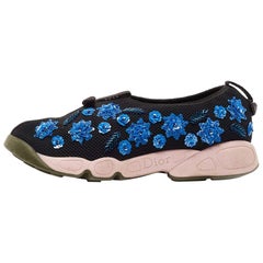 Dior Black Mesh Embellished Fusion Sneakers Size 37.5