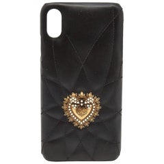 Dolce & Gabbana Schwarze gesteppte Devotion iPhone XS Deckel aus Leder Devotion