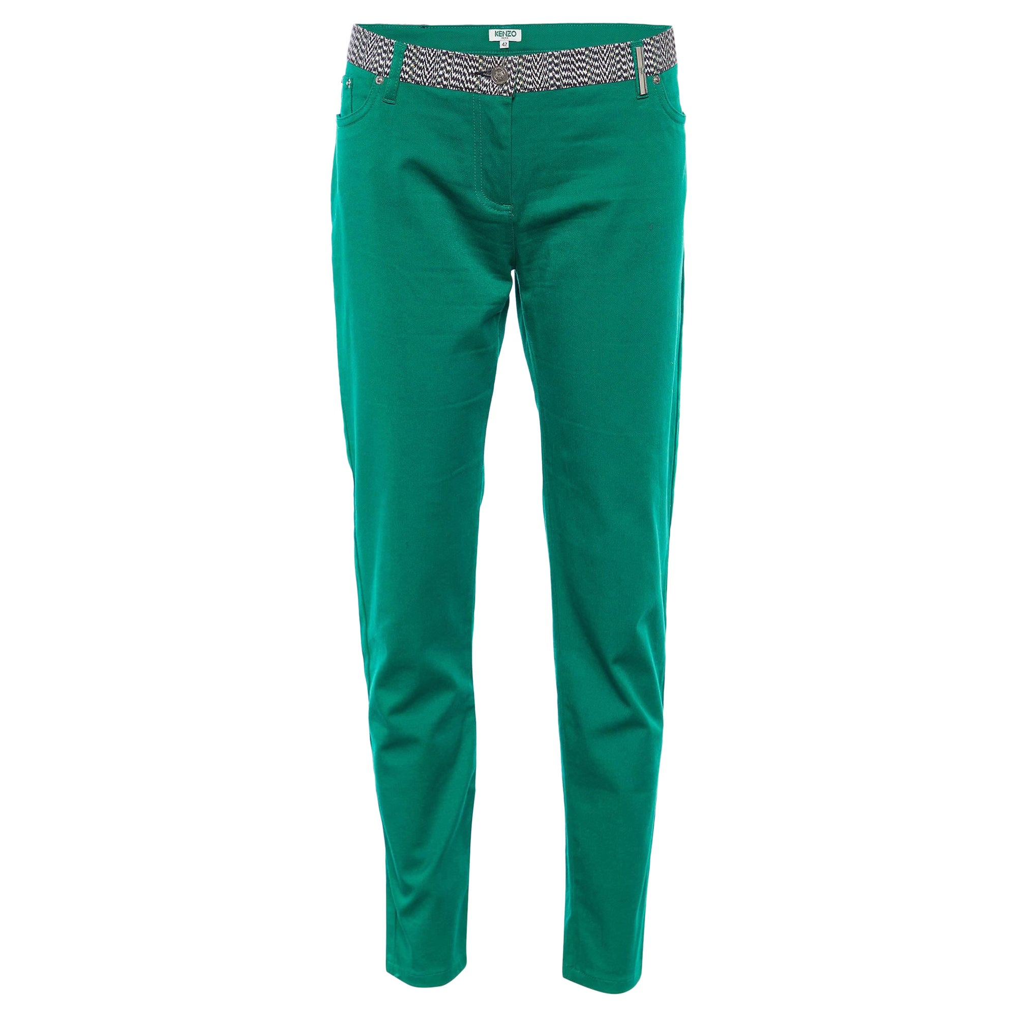 Pantaloni Kenzo Greene & Greene in cotone con banda a contrasto in vita L.L.A.