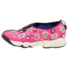 Dior Pink Crystal Embellished Mesh Fusion Sneakers Size 37