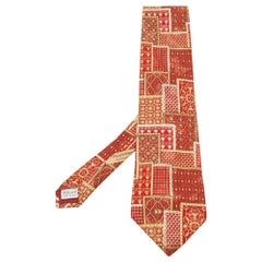 Valentino Cravatte Corbata tradicional de seda roja con estampado de parches