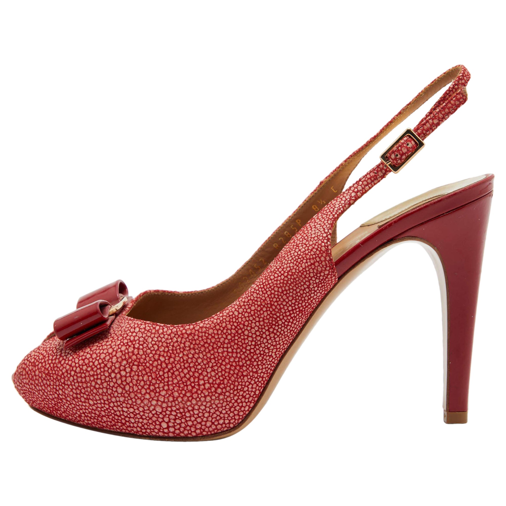 Salvatore Ferragamo - Sandales en daim orange avec nœud à bout ouvert - Taille 39