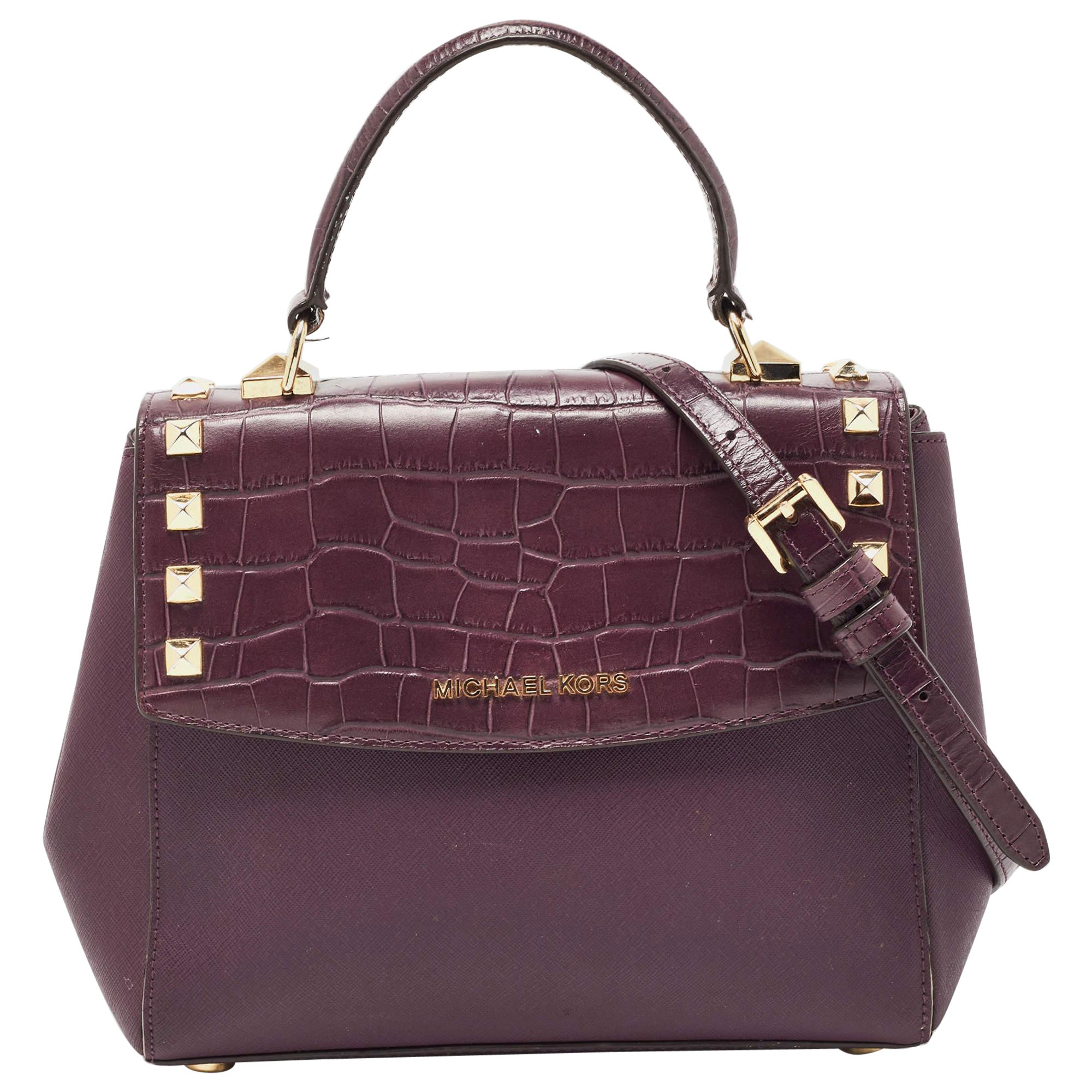 Michael Kors Burgundy Leather Karla Satchel For Sale