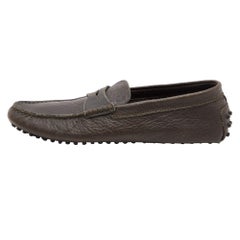 Tod's Olive Green Leather Penny Slip On Loafers Size 40