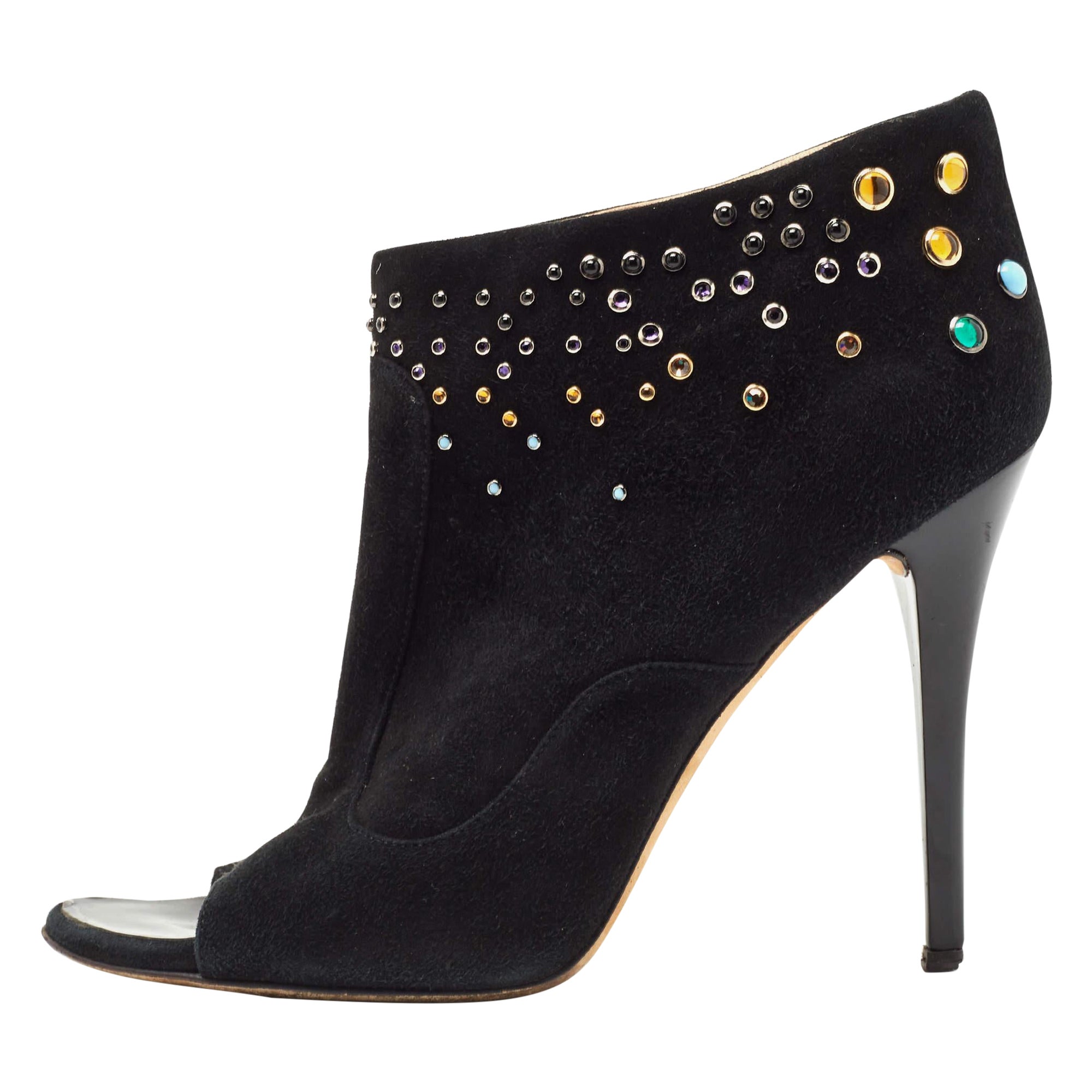 Giuseppe Zanotti Black Suede Studded Boots Size 41