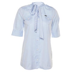 Dsquared2 - Chemise en coton bleu avec nœud papillon sur le devant M