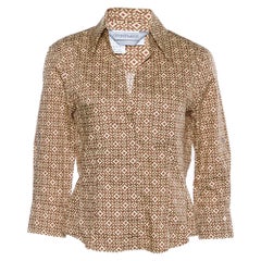 Sportmax, camicia marrone in cotone stampato con bottoni, M. I.