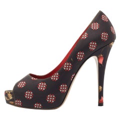 Dolce & Gabbana Tricolor Printed Fabric Peep Toe Pumps Size 36