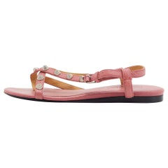 Balenciaga Pink Leather Arena Flat Sandals Size 36