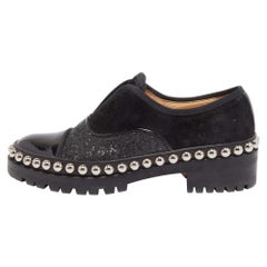 Christian Louboutin - Oxfords in pelle scamosciata, glitter e vernice - misura 35,5
