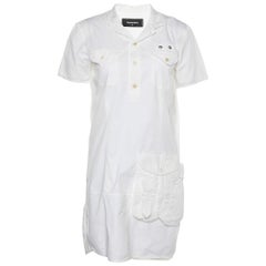 Dsquared2 White Cotton Button Front Shift Dress M