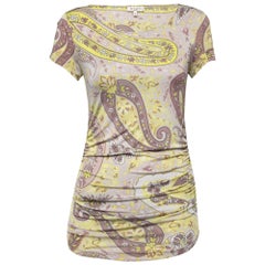 Etro haut froncé en jersey imprimé cachemire multicolore, taille M