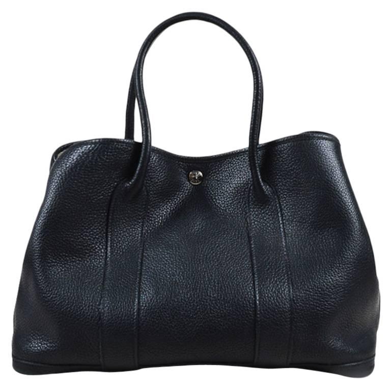 Hermes Black "Negonda" Leather "Garden Party 36" Double Handle Tote Bag For Sale